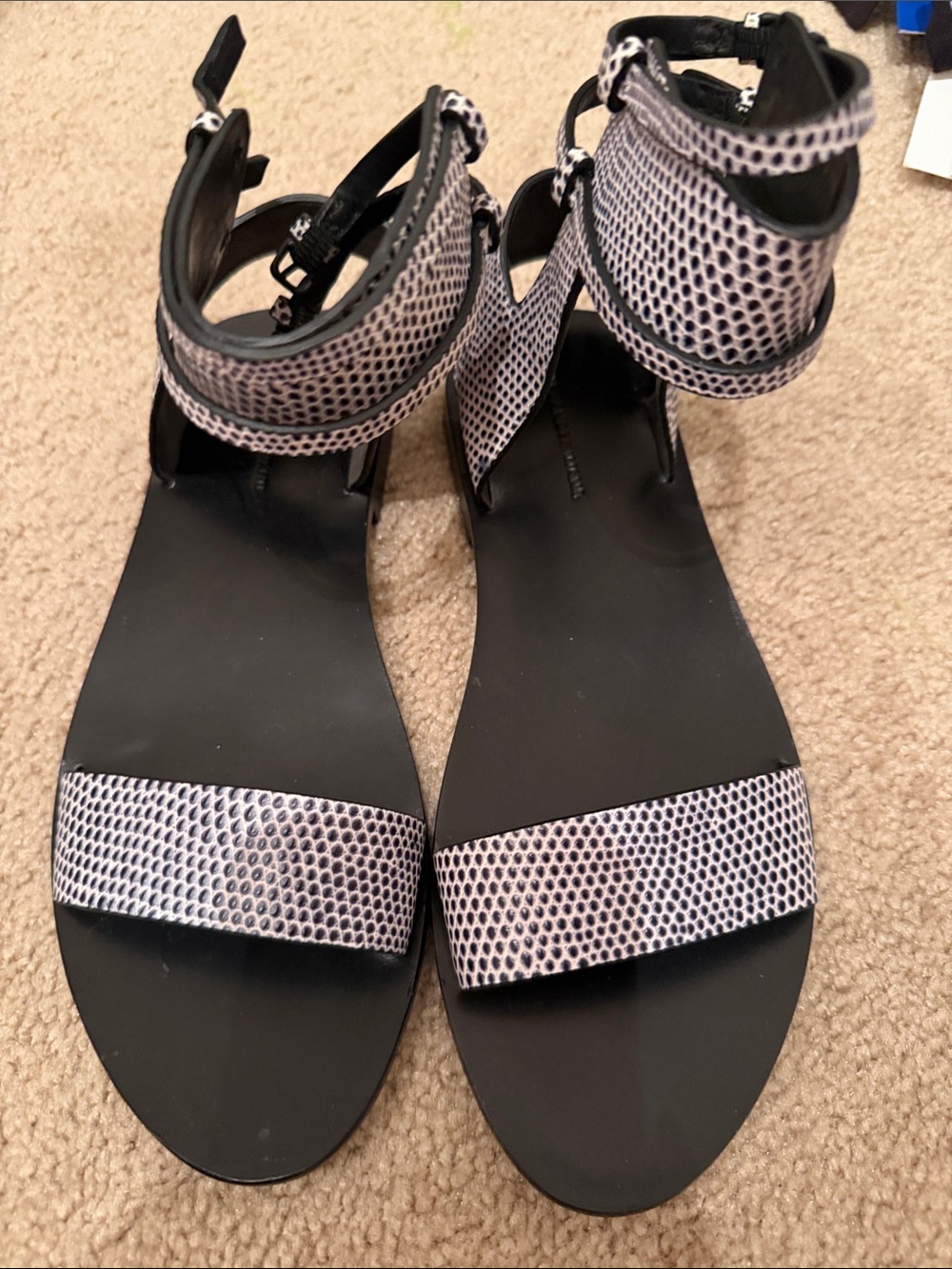New Alexander Wang Women’s Black and White Ankle-Strap Sandals size 37